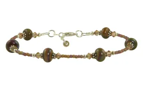 Topaz Lampwork Bead Beaded Anklet