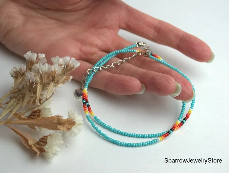 Tribal dainty beaded necklace Native American seed bead choker necklace Bohemian Necklace Native Boho style choker Personalized gift choker