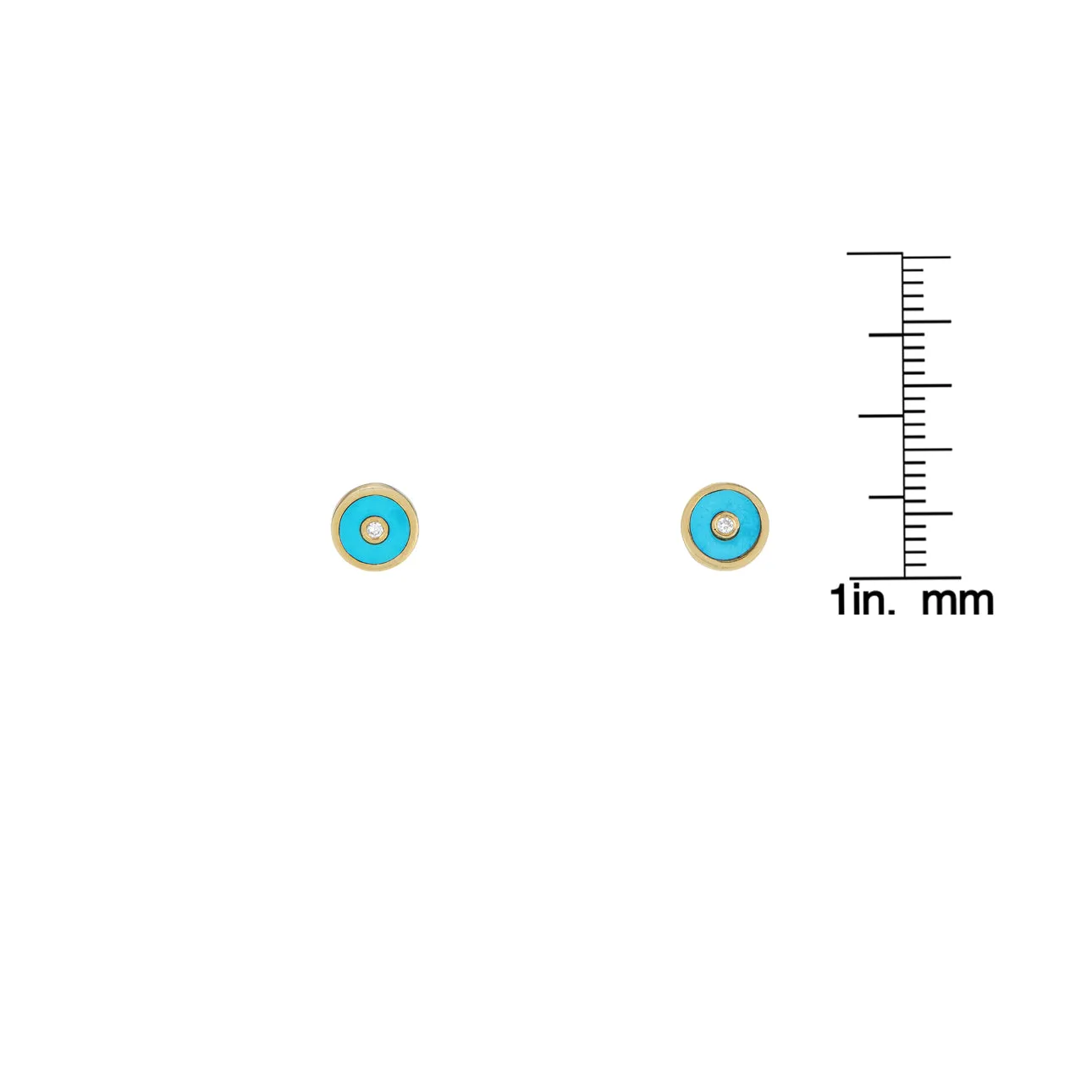 Turquoise & Diamond Sun Disk Stud Earrings