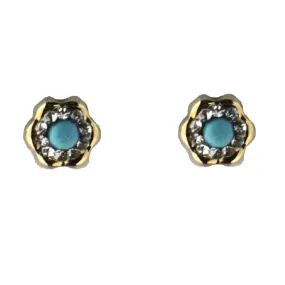 Turquoise and CZ's Flower Studs