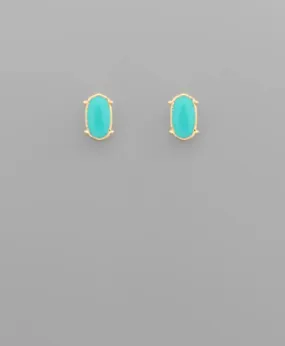 Turquoise Enamel Oval Stud