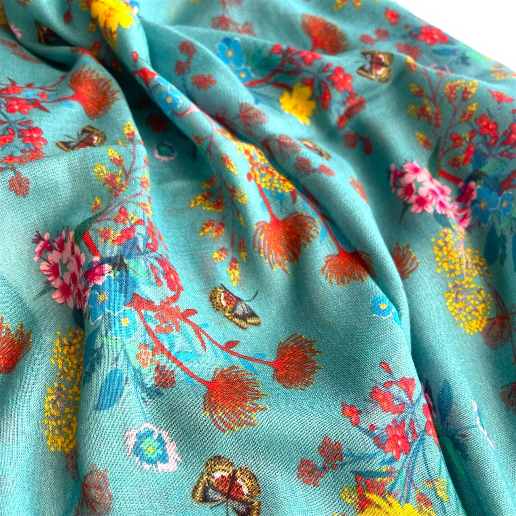 Turquoise Floral Scarf-Australian Bush Flowers