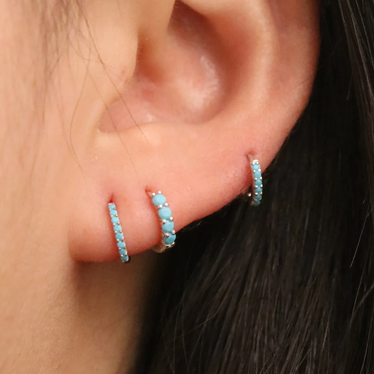 Turquoise Huggie Earrings