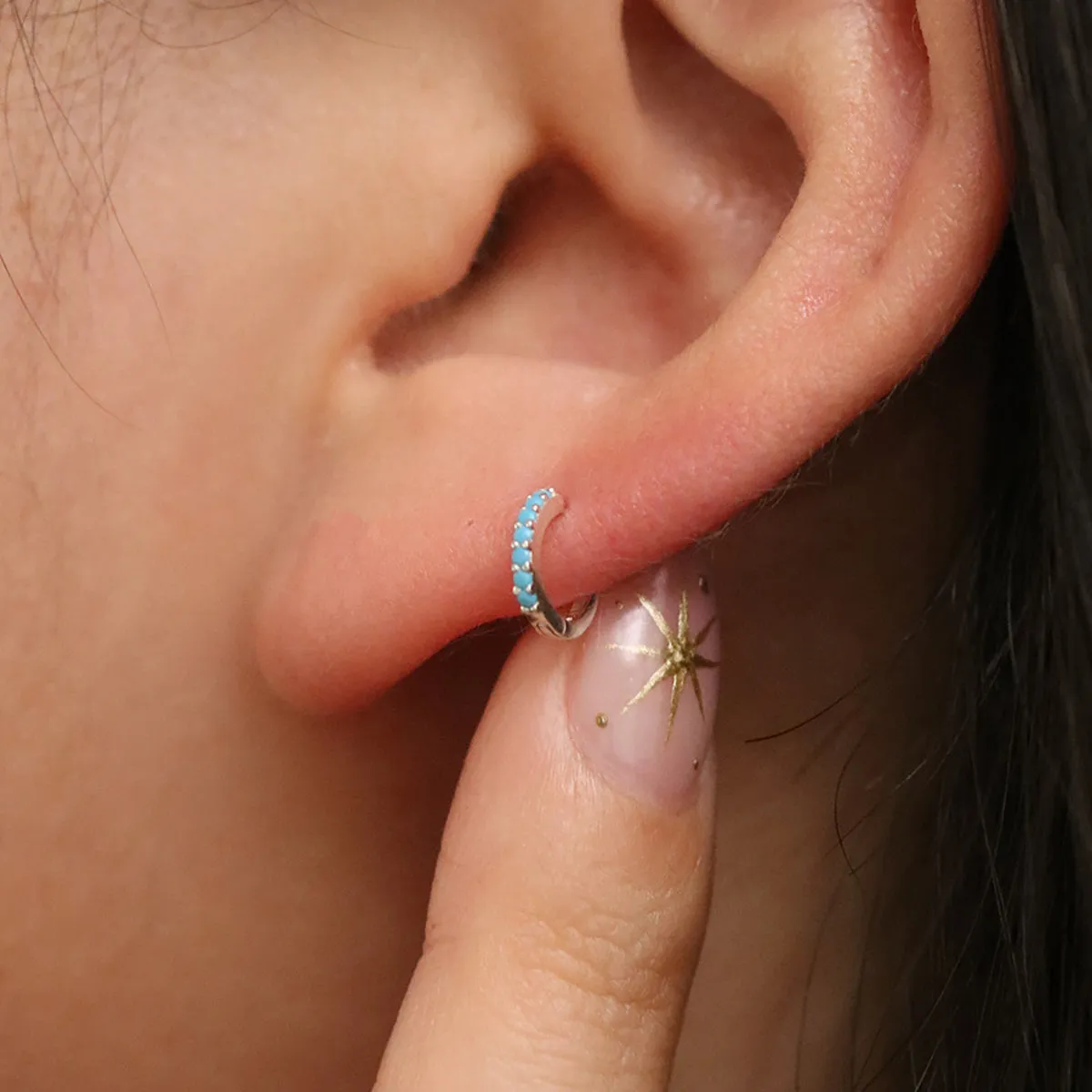 Turquoise Huggie Earrings