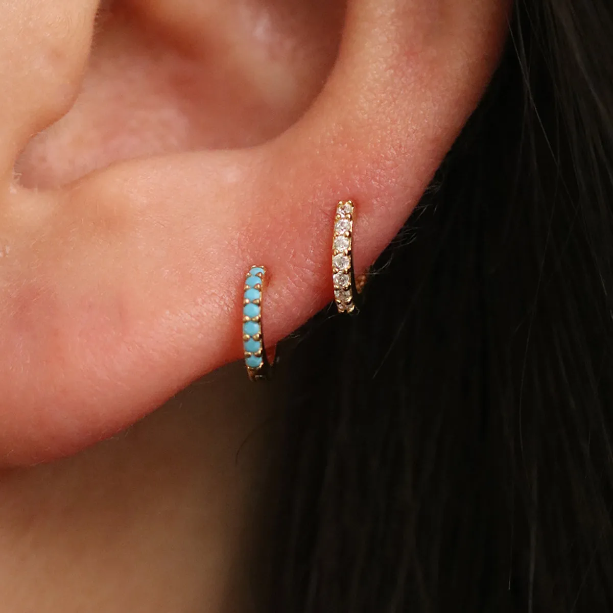 Turquoise Huggie Earrings