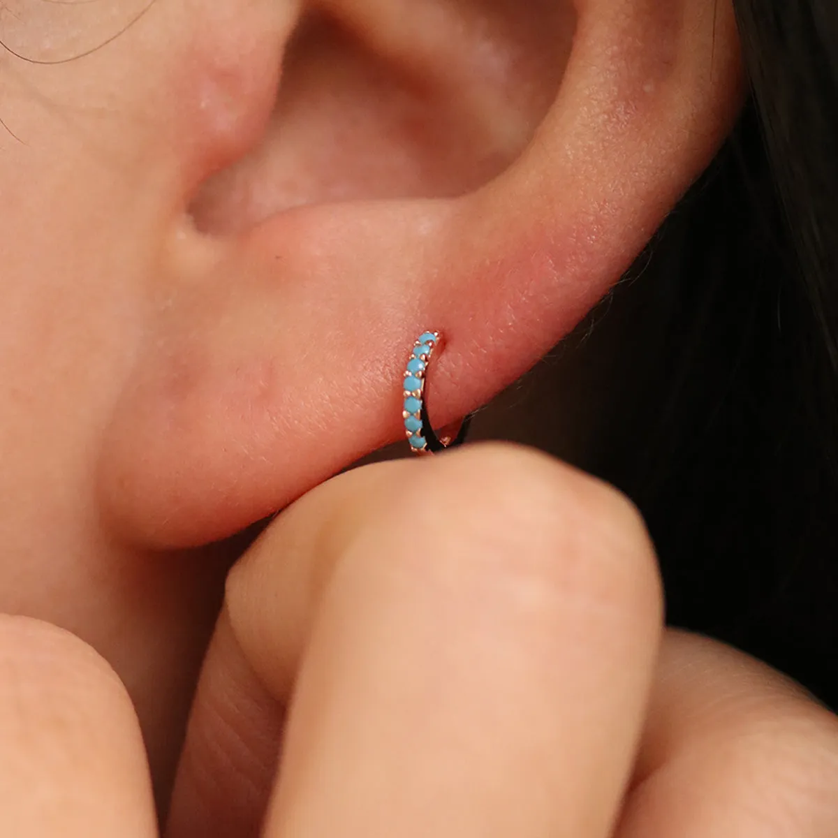 Turquoise Huggie Earrings