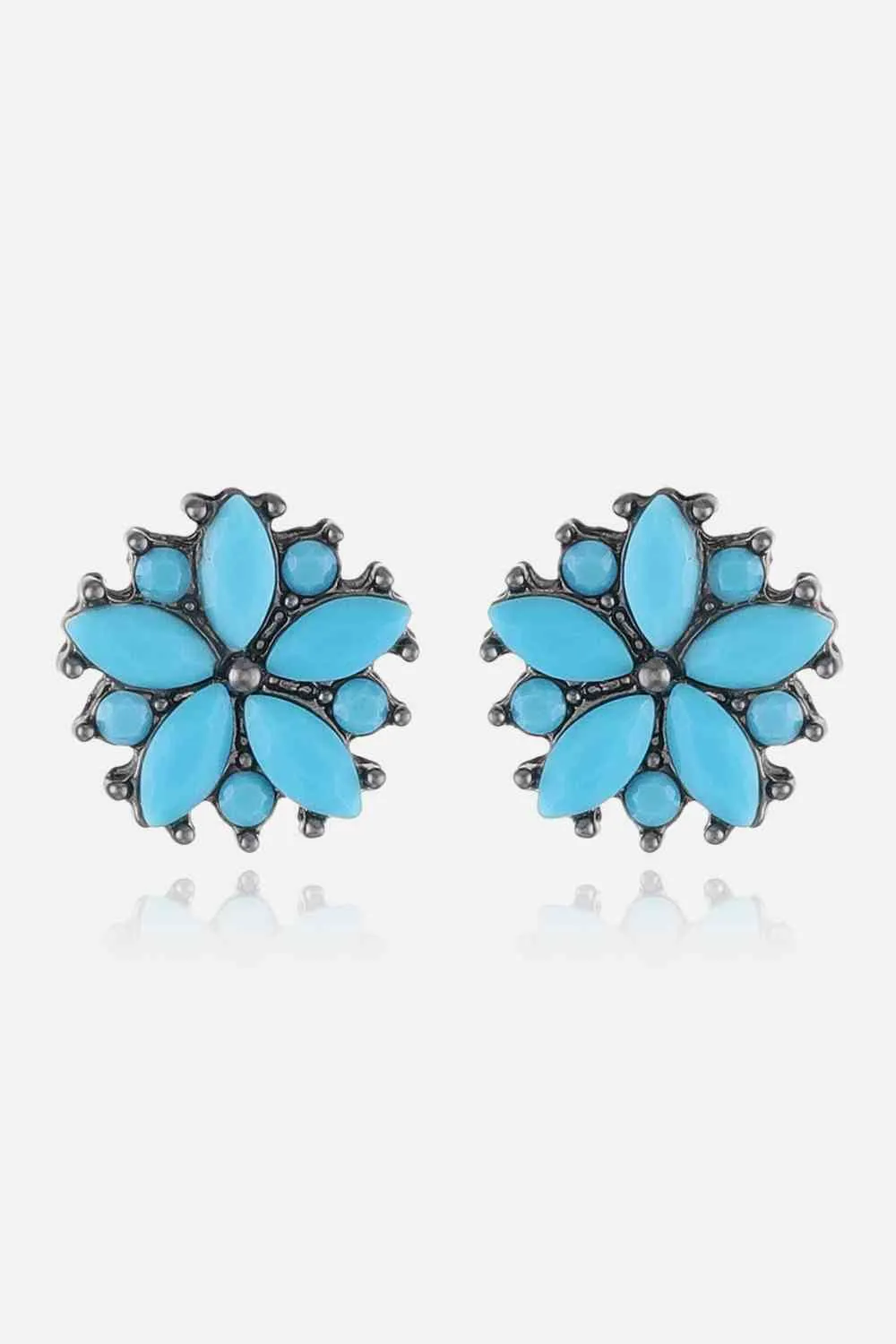 Turquoise Leaf Stud Earrings