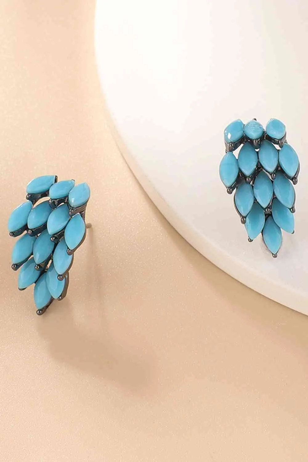 Turquoise Leaf Stud Earrings