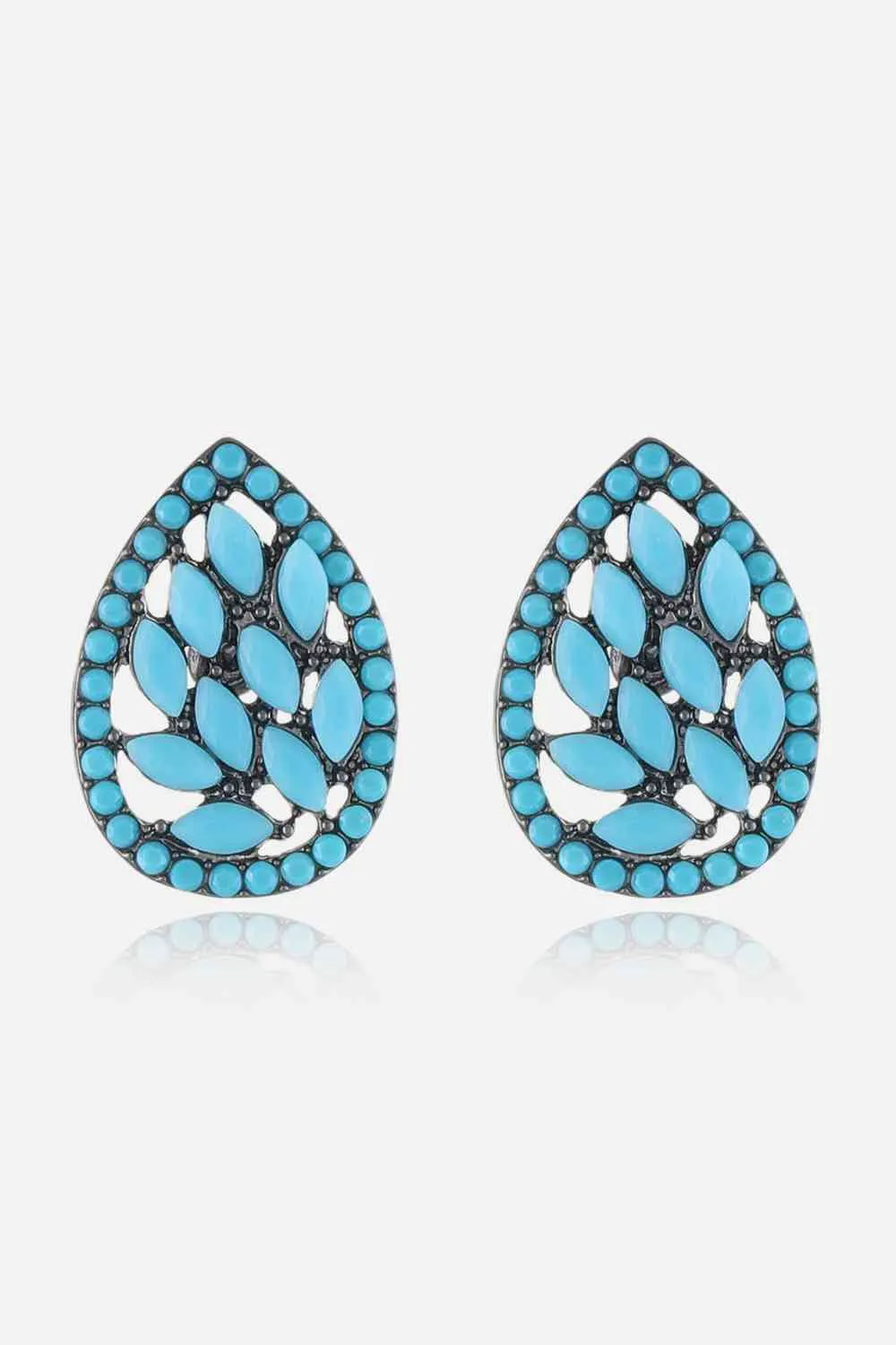 Turquoise Leaf Stud Earrings