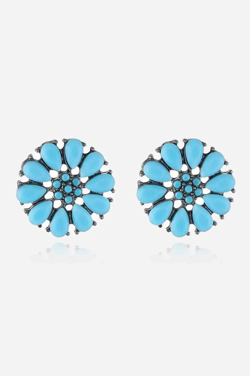 Turquoise Leaf Stud Earrings