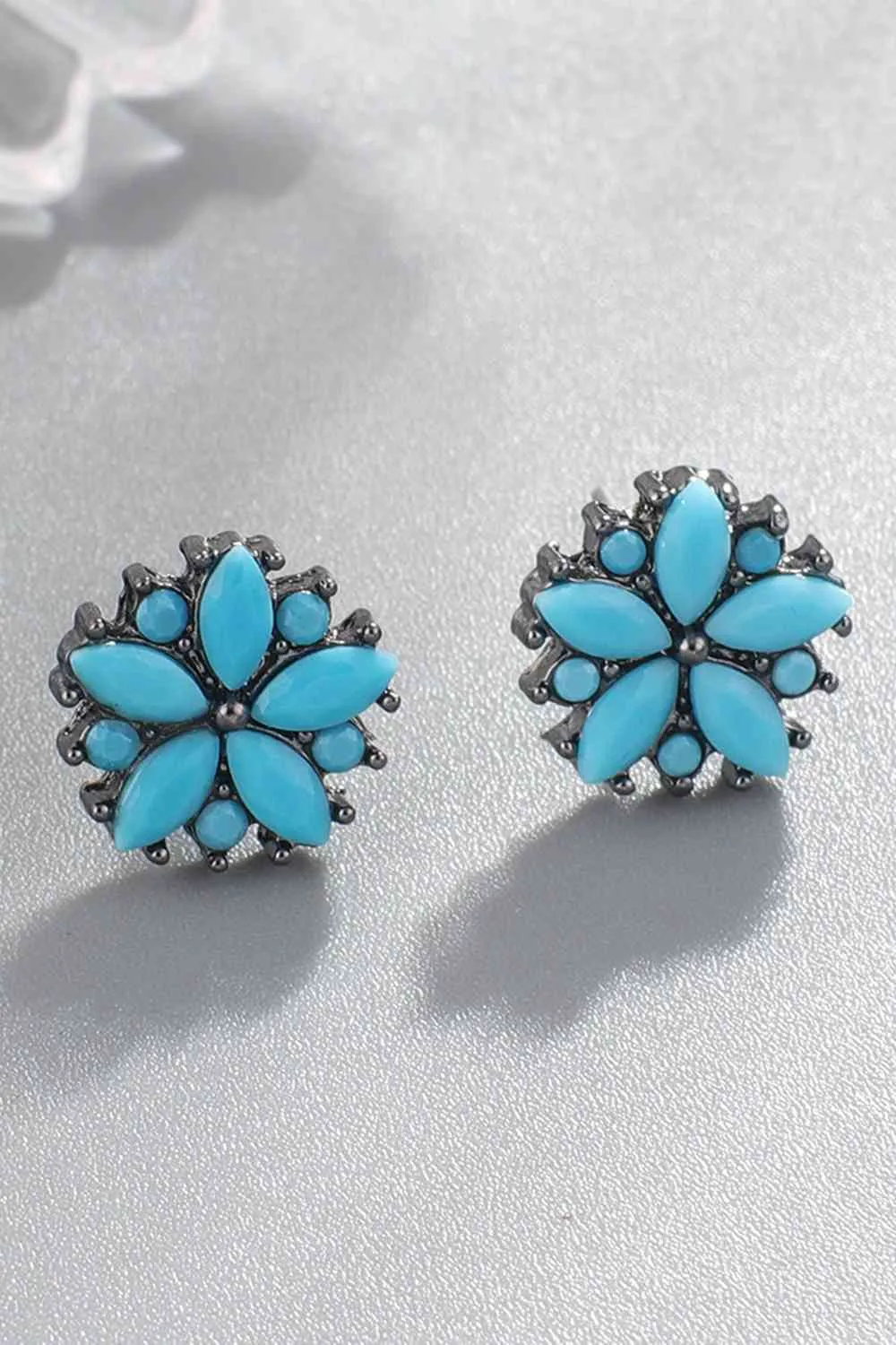 Turquoise Leaf Stud Earrings