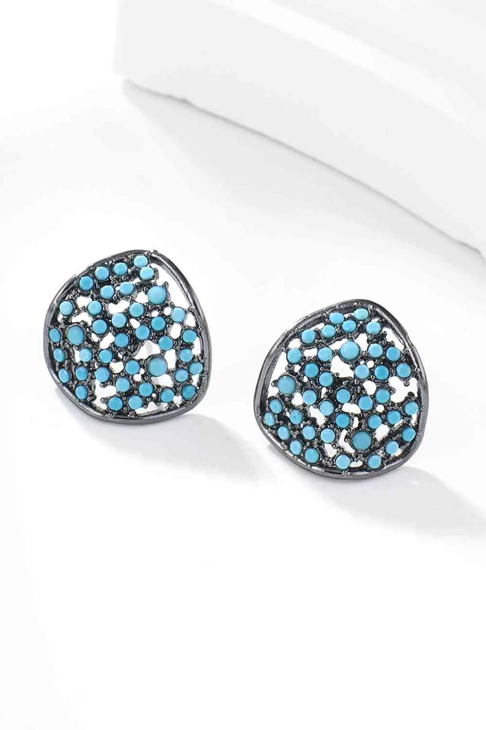 Turquoise Leaf Stud Earrings