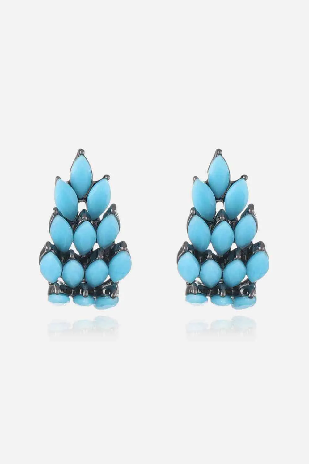 Turquoise Leaf Stud Earrings