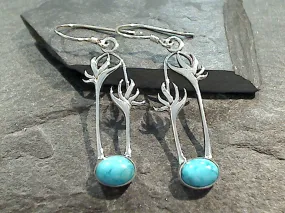 Turquoise, Sterling Silver Earrings