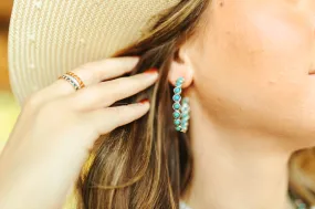 Turquoise Stone Hoop Earrings