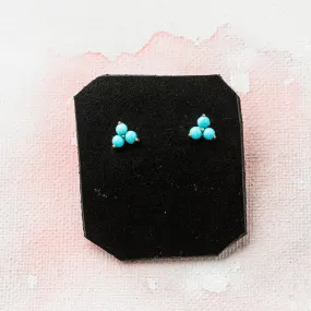 Turquoise Trio Cluster Stud Earrings in 14k Gold