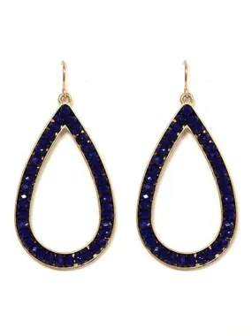 VE2616 Blue Gemstone Outline Teardrop Earrings