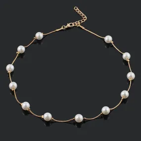 VenusFox Korean Fashion Pearl Pendant Choker Necklace Women's Wedding Party Clavicle Chain Accessories Gifts For The New Year Jewelry