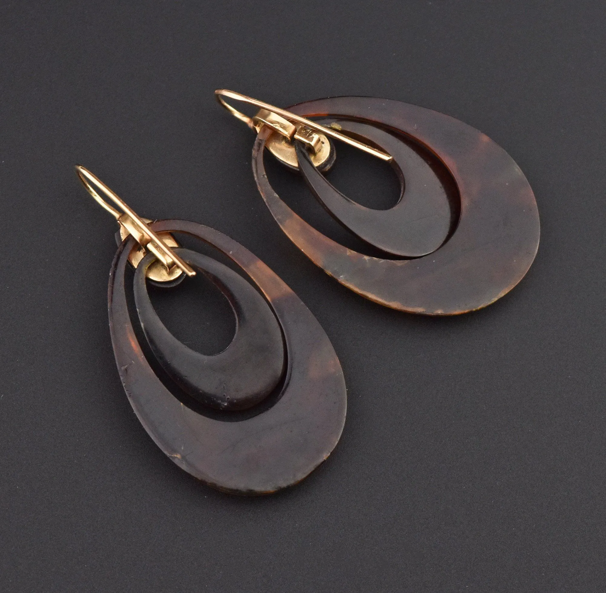 Victorian Double Hoop 14K Gold Pique Earrings