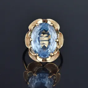 Vintage 10CTW Blue Topaz Gold Double Buttercup Ring