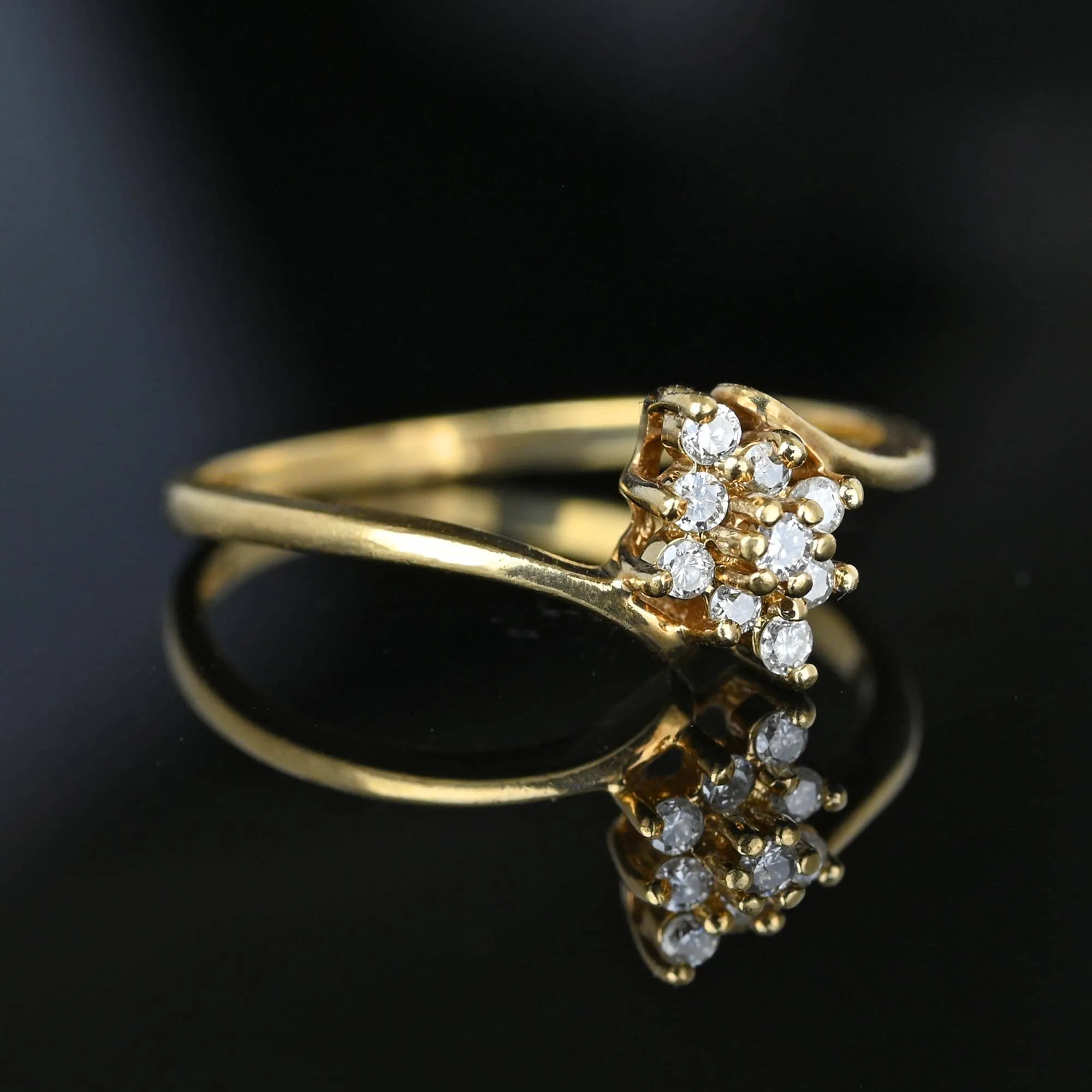 Vintage 10K Gold Bypass Diamond Cluster Ring