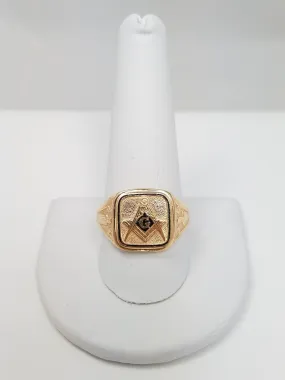 Vintage 14k Solid Gold Men's Masonic Ring