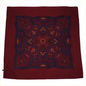 Vintage 1940s Mens Silk Maroon Opera Scarf - 35” Square - Made in England