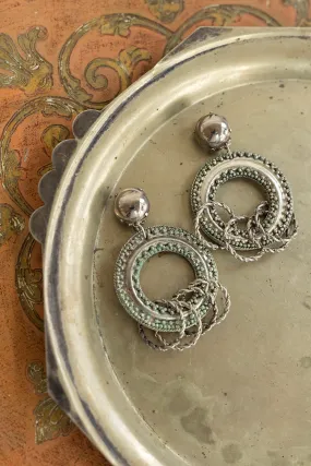 Vintage Silver Statement Earrings with Hoop Detail