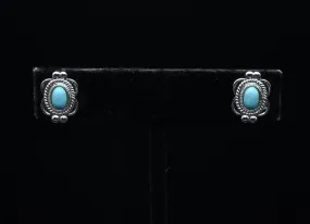 Vintage Turquoise Silver Plated Stud Earrings