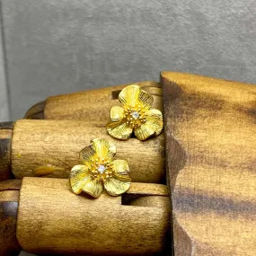 Viola Flower Stud Earrings In 18 Carat Gold Vermeil