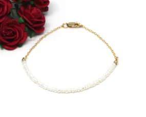 White Pearl Half Bar Bracelet