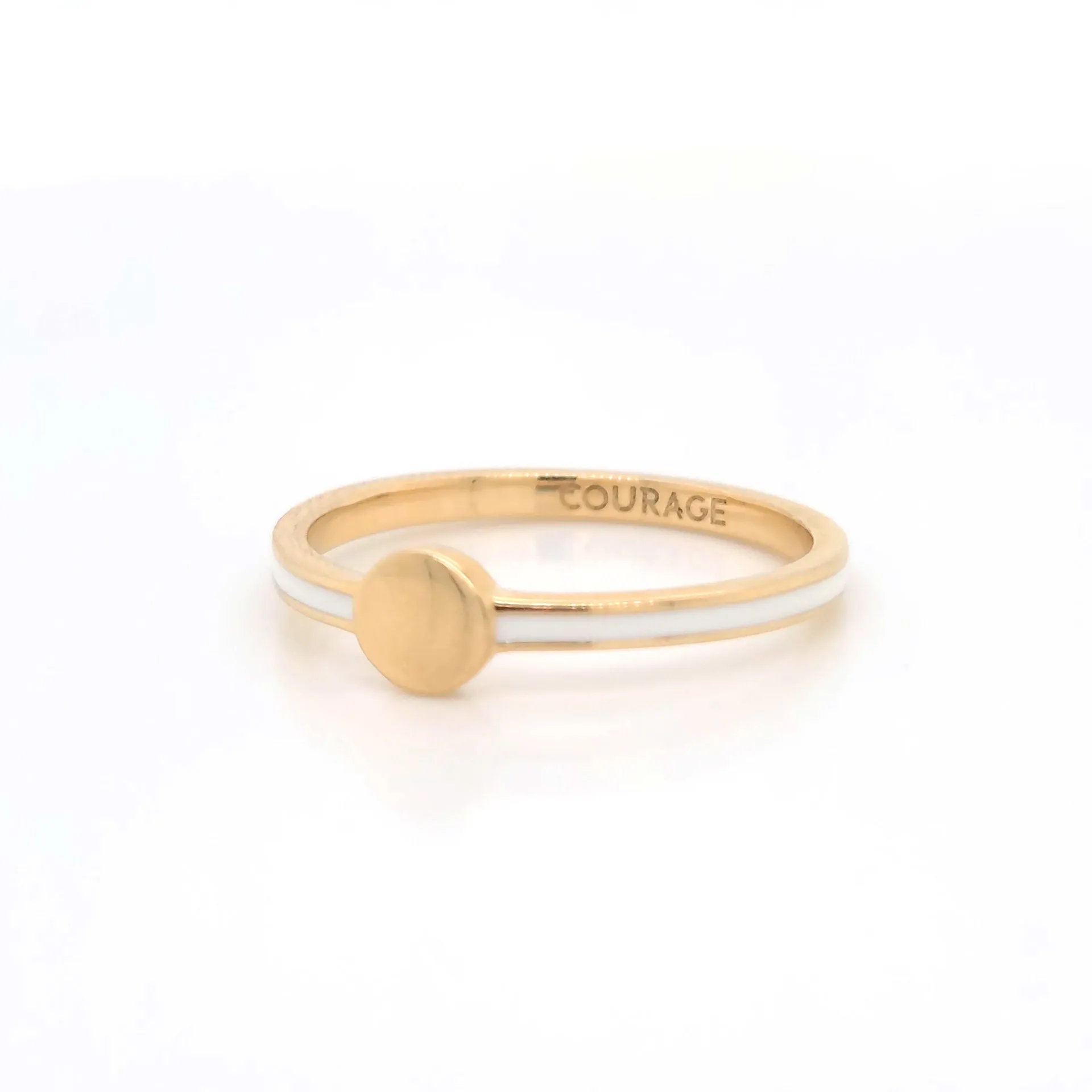 White  "Courage" Signet Poesy Stackable Ring