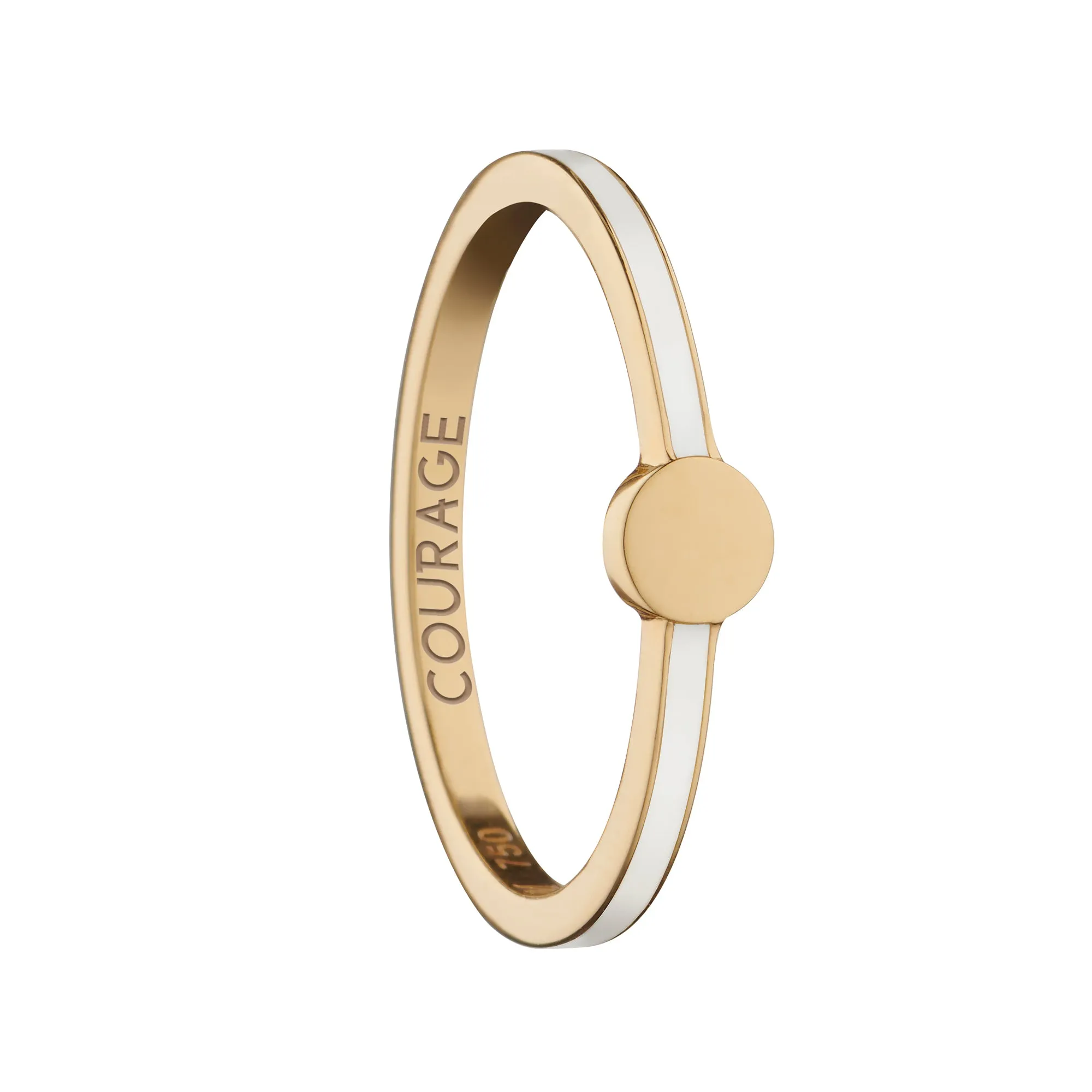 White  "Courage" Signet Poesy Stackable Ring