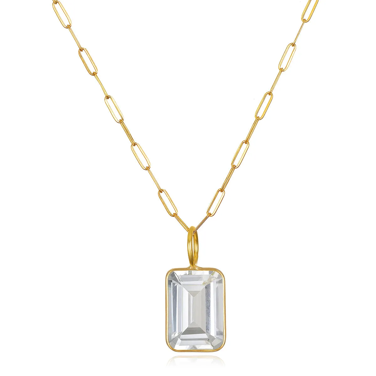 White Topaz Emerald Cut Charm