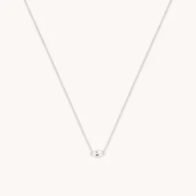 White Topaz Marquise Necklace in Solid White Gold