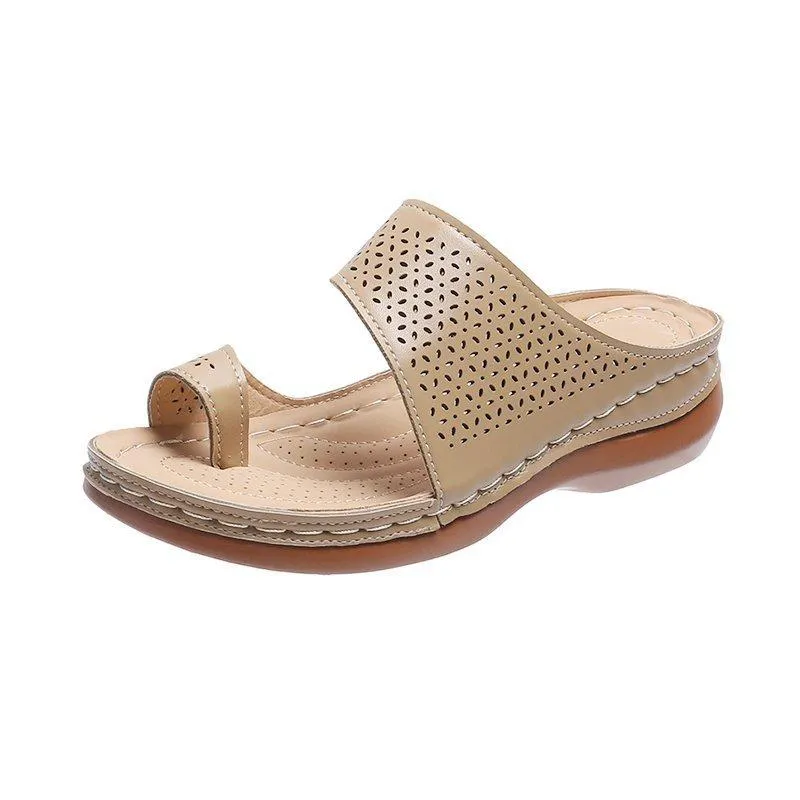 Women ring toe summer slide sandals with arch support