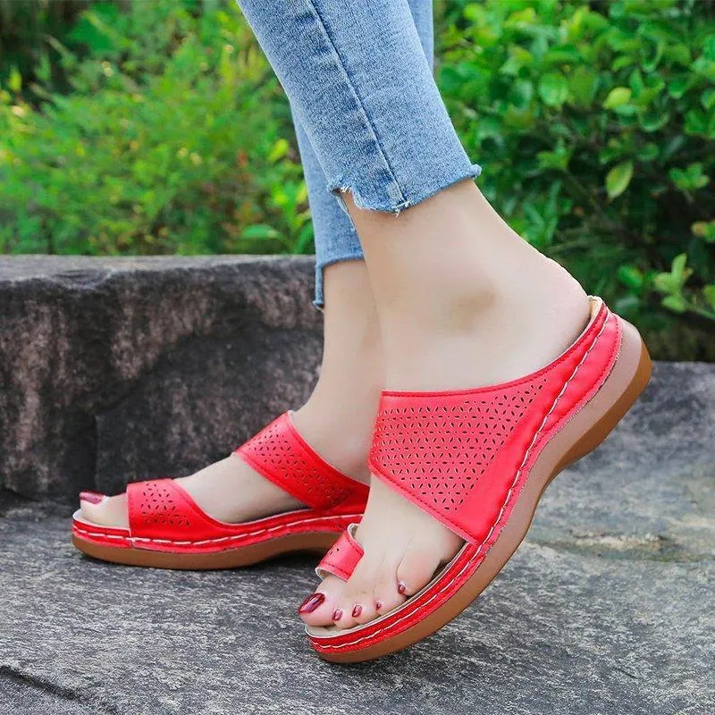 Women ring toe summer slide sandals with arch support