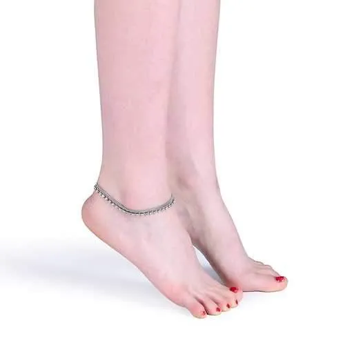 Women's Luxury Silver Multilayer Rhinestone Anklet