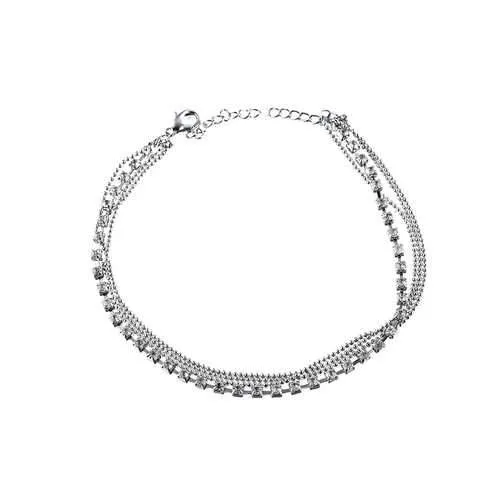 Women's Luxury Silver Multilayer Rhinestone Anklet