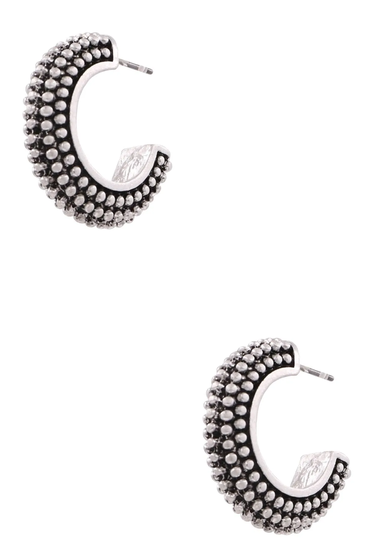 Worn Silver Hoop Earrings