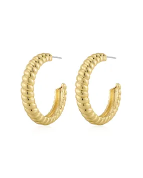 XL Ridged Hoops- Gold