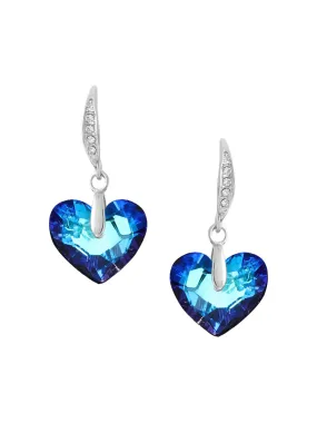 Yellow Chimes Drop Earrings For Women | Fashion Blue Women Earrings | Silver Toned Valentine Special Gifts Crystal Heart Shaped Earrings For Girls | Birthday Gift for Girls Anniversary Gift for Women