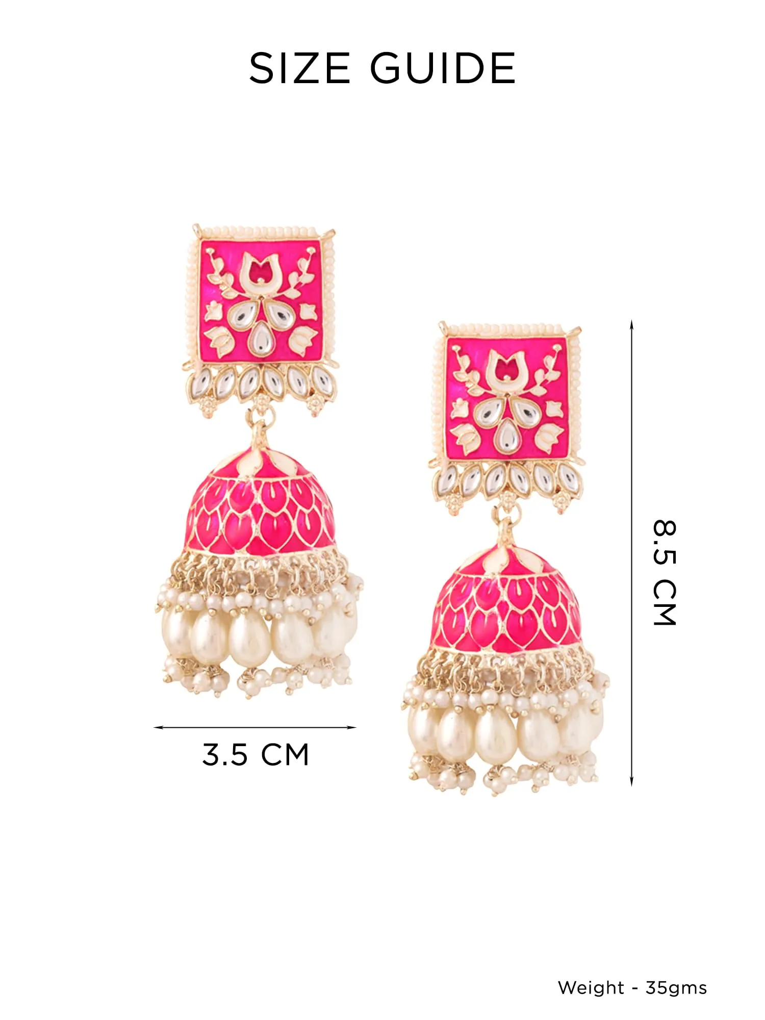 Yellow Chimes Meenakari Jhumka Earrings for Women Girls | Enamel Pink Jhumka Earring | Traditional Gold Plated Pearl Heavy Jhumki Earrings | Birthday Gift for Girls Anniversary Gift for Wife