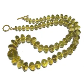 Yellow/Golden Topaz Necklace with Gold Filled Spiral Toggle Clasp